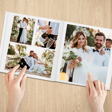 Fotoboek met trouwfoto's