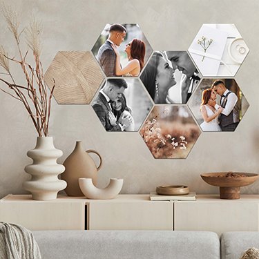 Hexagons met trouwfoto